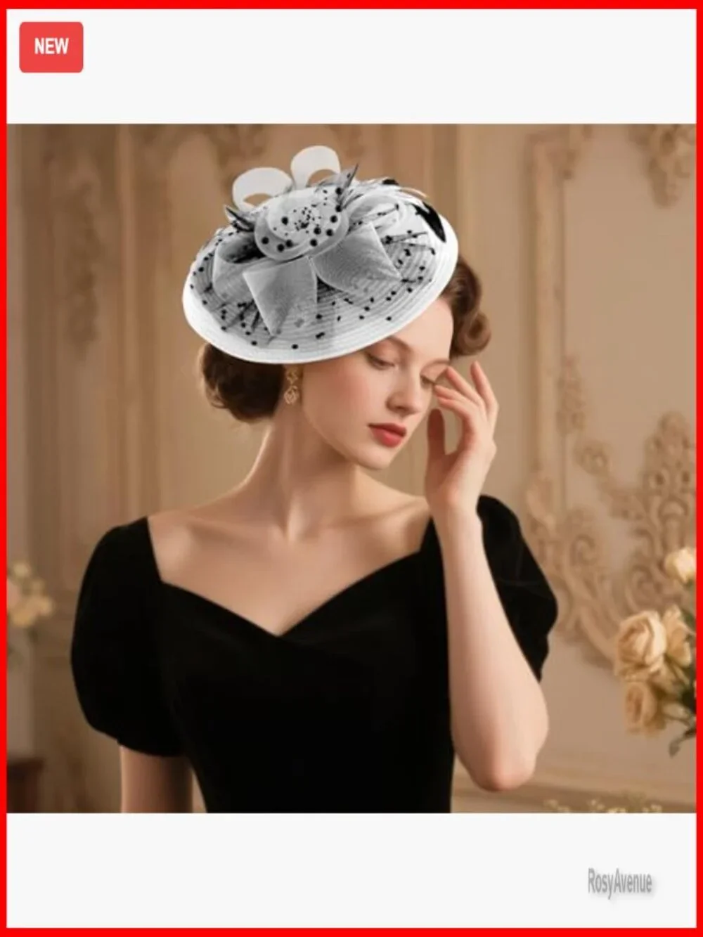 Vintage Fascinator Hat with Headband and Clip for Weddings and Tea Parties